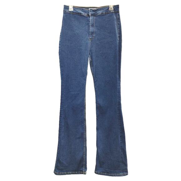 Zara High Waist Boot Cut Leg Stretch Jeans Dark Wash Denim Blue Womens Size 8 - Picture 1 of 7